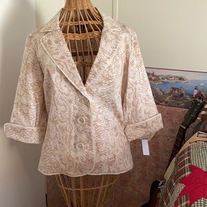 Creamy reptile print fitted jacket